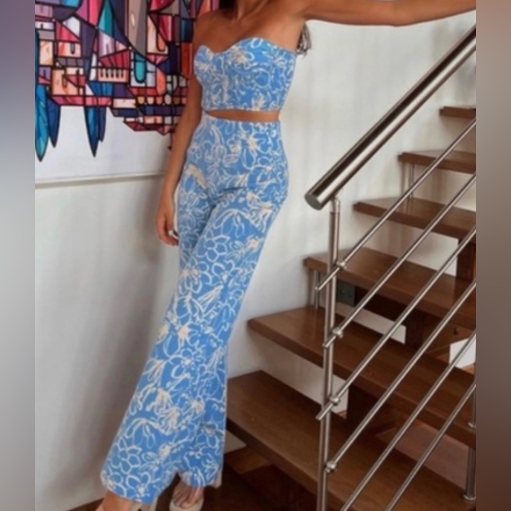 Zara Blue and White Floral Pants - Picture 3 of 6